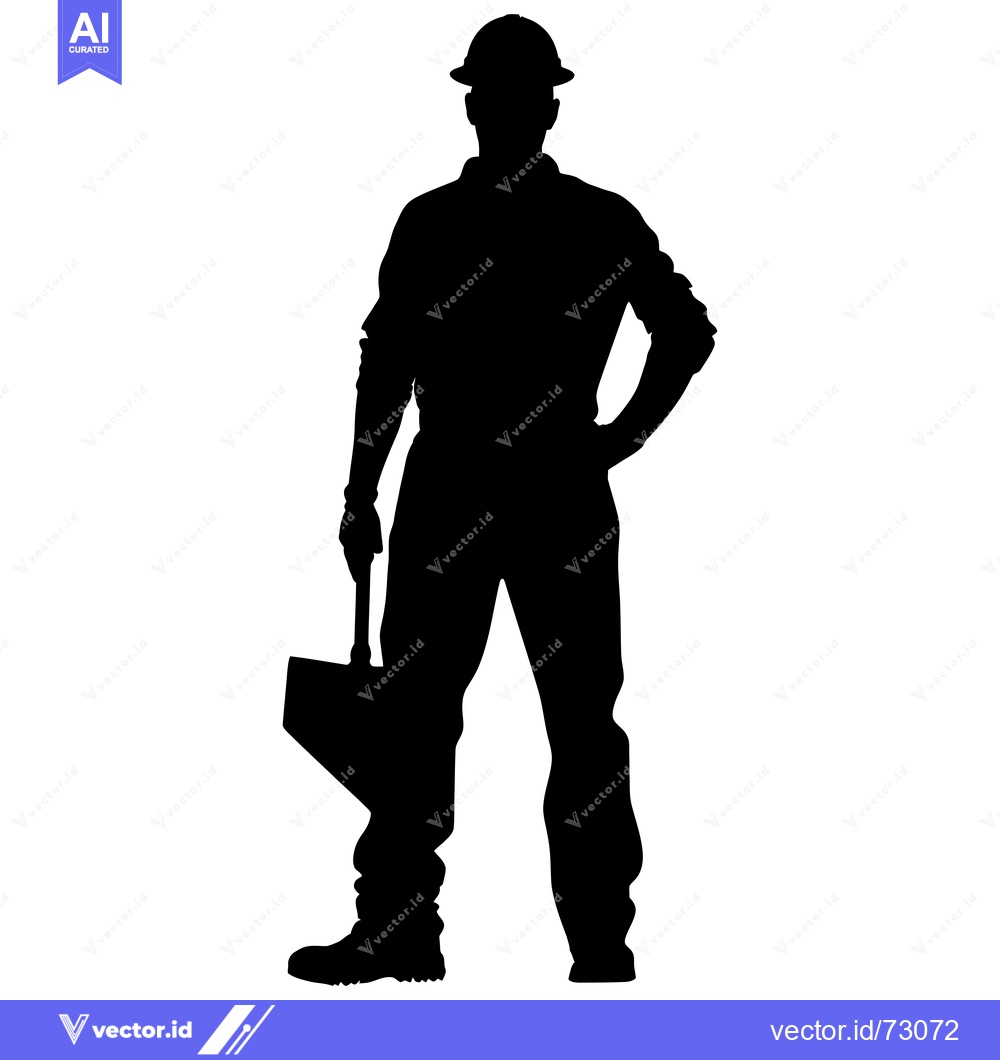 Premium Vector of Silhouette of a construction worker holding a toolbox