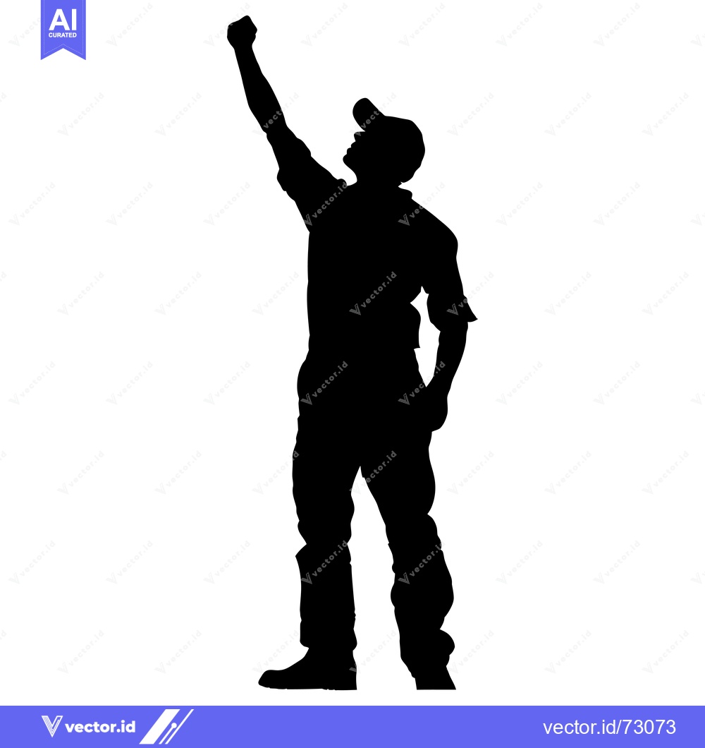 Premium Vector of Silhouette of a Man Raising His Fist in the Air