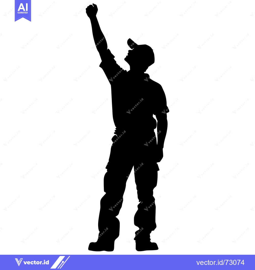 Premium Vector dari Silhouette of a Man Raising His Fist in the Air
