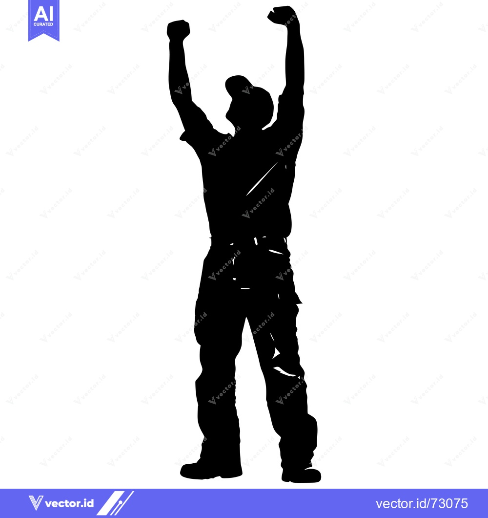 Premium Vector dari Silhouette of a man with his arms raised in victory