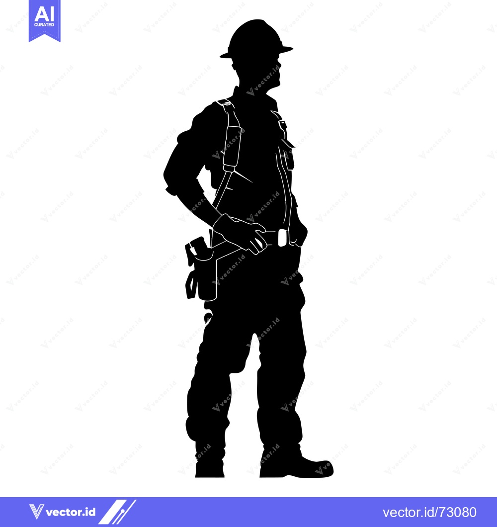 Premium Vector of Silhouette of a construction worker wearing a hard hat and tool belt
