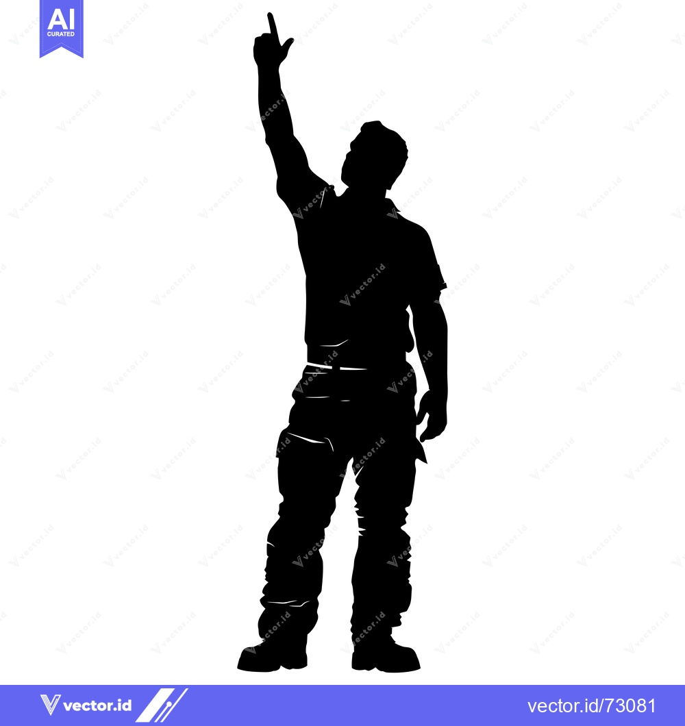 Premium Vector of Silhouette of a Man Pointing Upward with His Right Hand