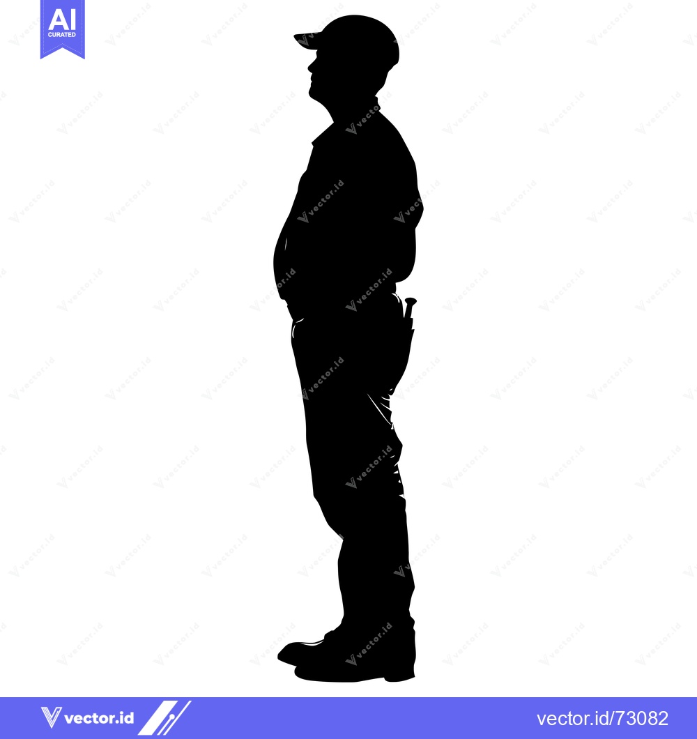 Premium Vector dari Silhouette of a man standing in a cap and boots