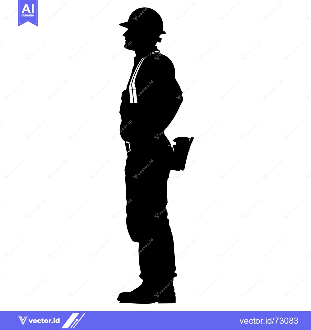 Premium Vector dari Silhouette of a Construction Worker in a Hard Hat