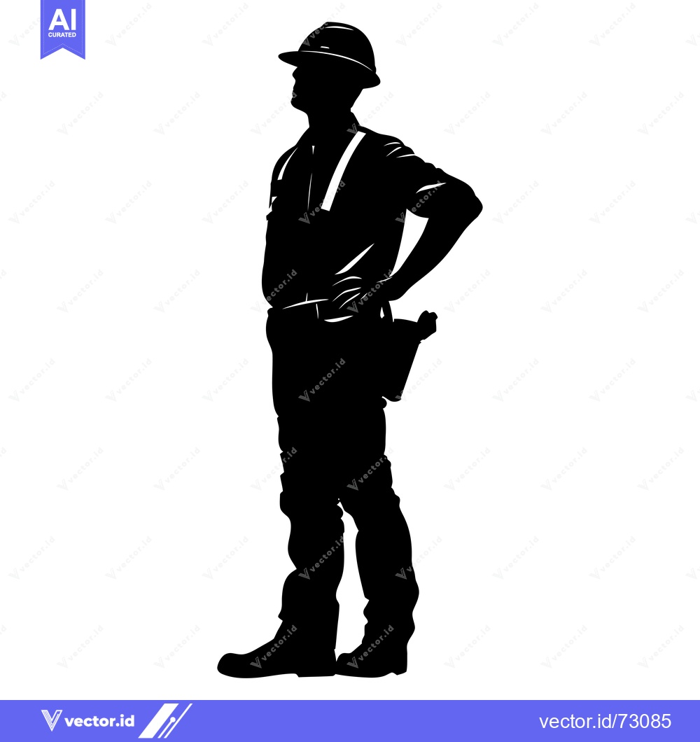 Premium Vector dari Silhouette of a construction worker with hardhat and tool belt