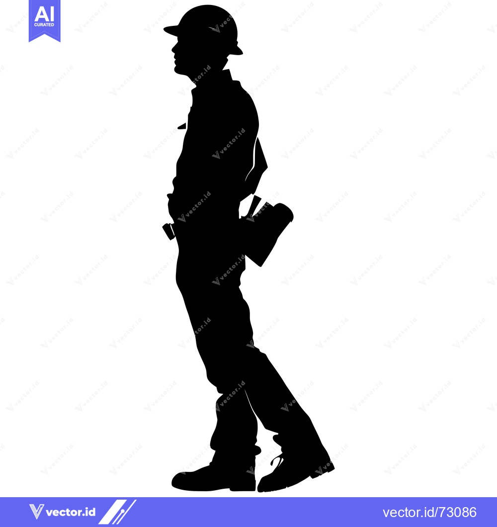 Premium Vector dari Silhouette of a Construction Worker Wearing a Hard Hat