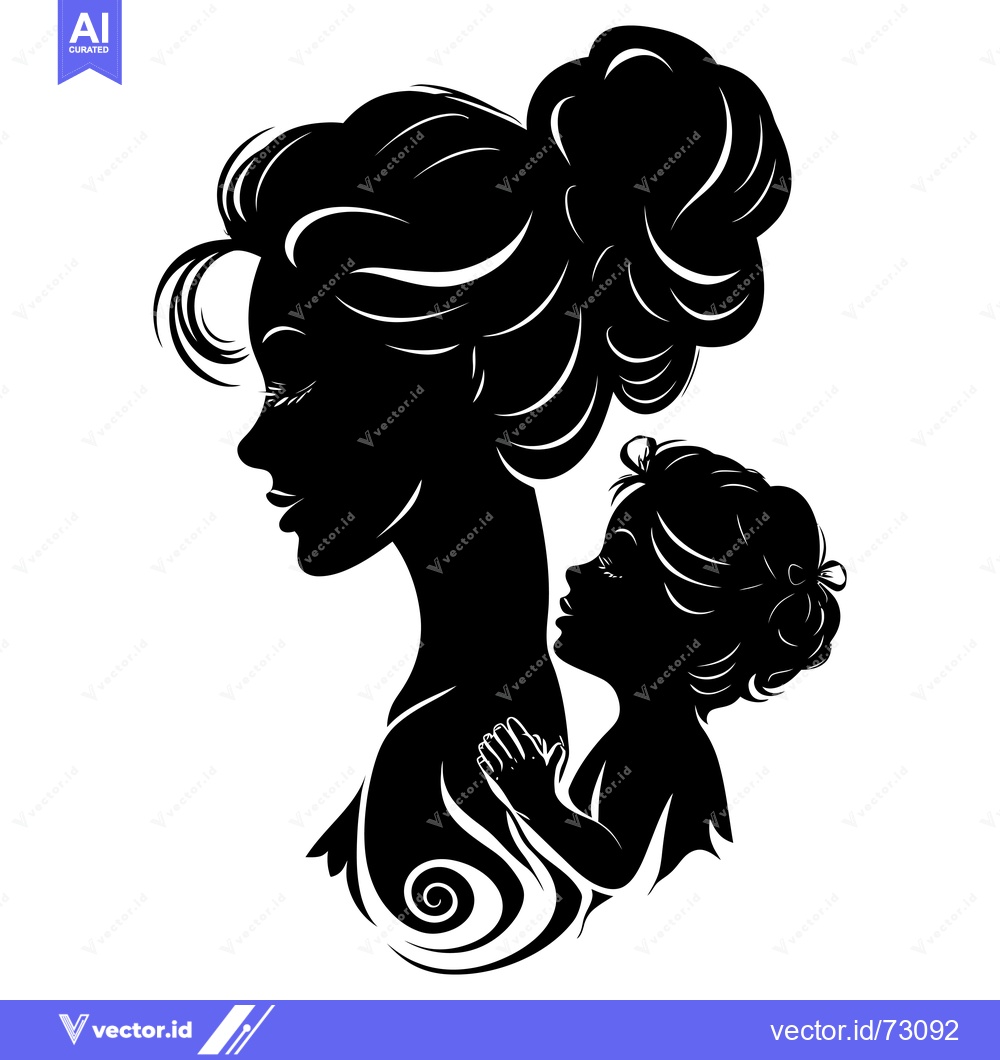 Premium Vector dari A mother's silhouette holding her child's silhouette