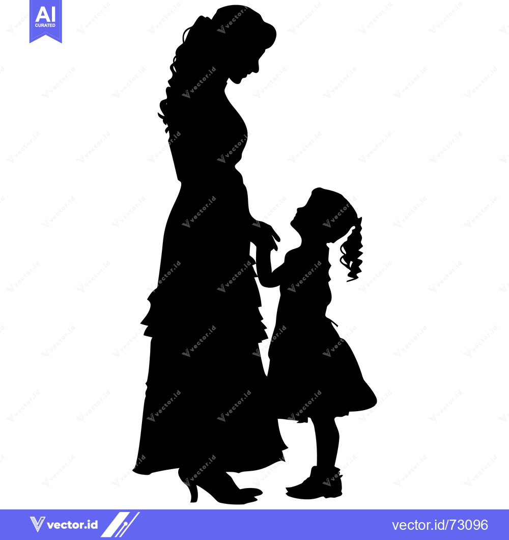 Premium Vector dari Silhouette of a Mother and Daughter Holding Hands