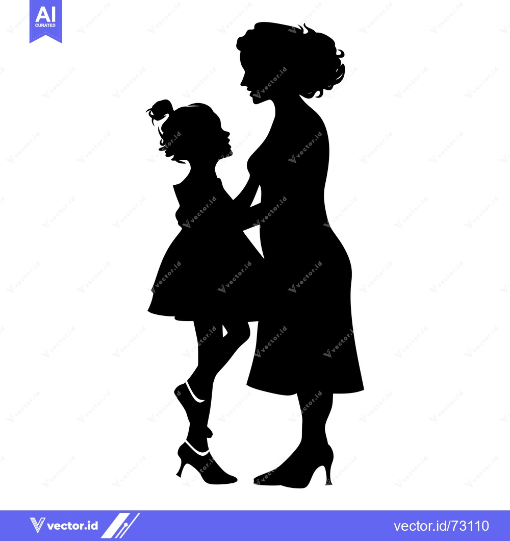 Premium Vector dari Silhouette of a Mother and Daughter Embracing