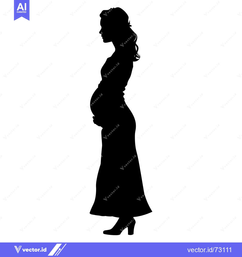 Premium Vector dari Silhouette of a Pregnant Woman in a Dress