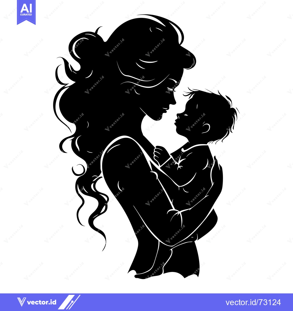 Premium Vector of Silhouette of a mother holding her baby in her arms