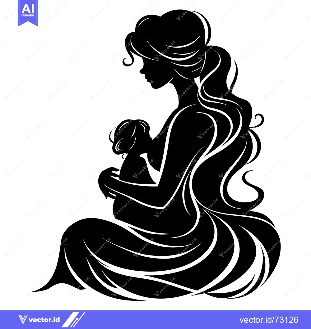 Premium Vector dari Silhouette of a Mother Holding Her Child