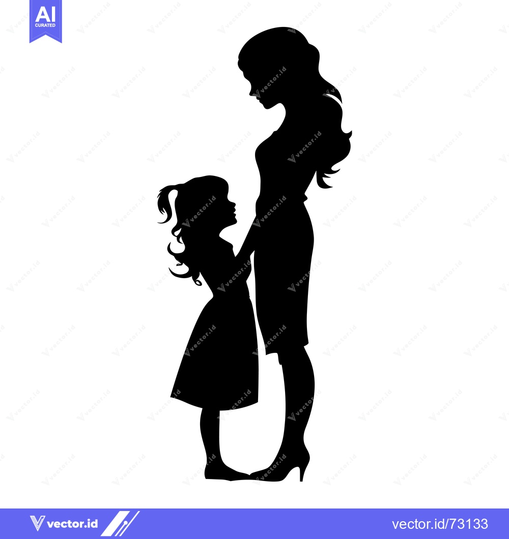 Premium Vector dari Silhouette of a Mother and Daughter Holding Hands