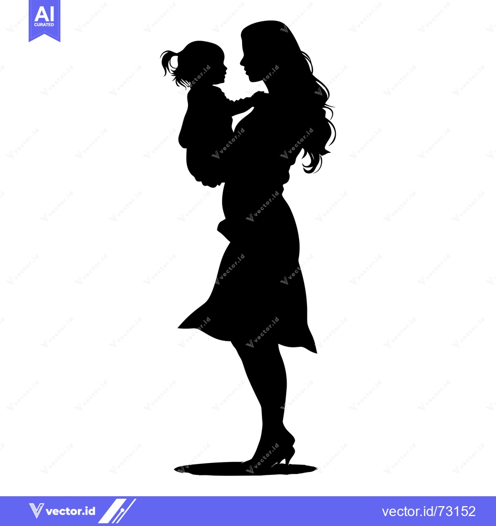 Premium Vector dari Silhouette of a mother holding her child