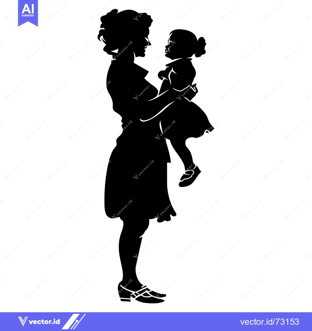 Premium Vector of A Silhouette of a Woman Holding a Young Girl