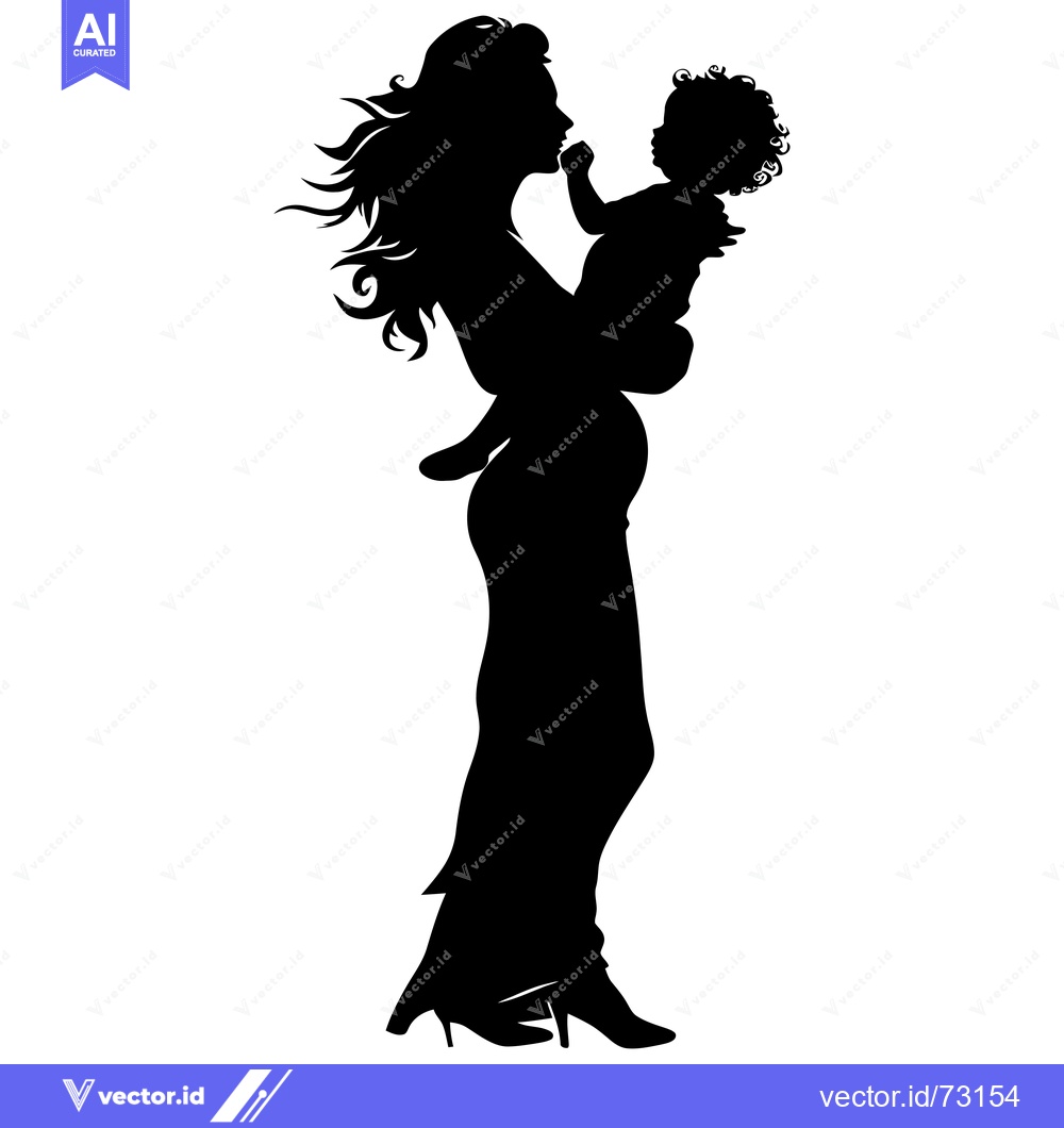Premium Vector dari Silhouette of a woman holding a baby and looking at each other.