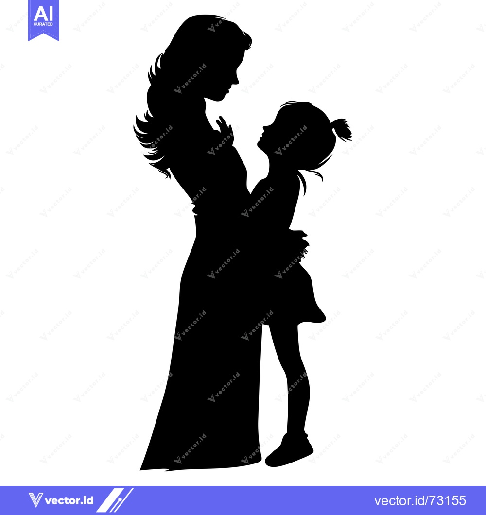 Premium Vector of Silhouette of a Mother and Daughter Looking at Each Other