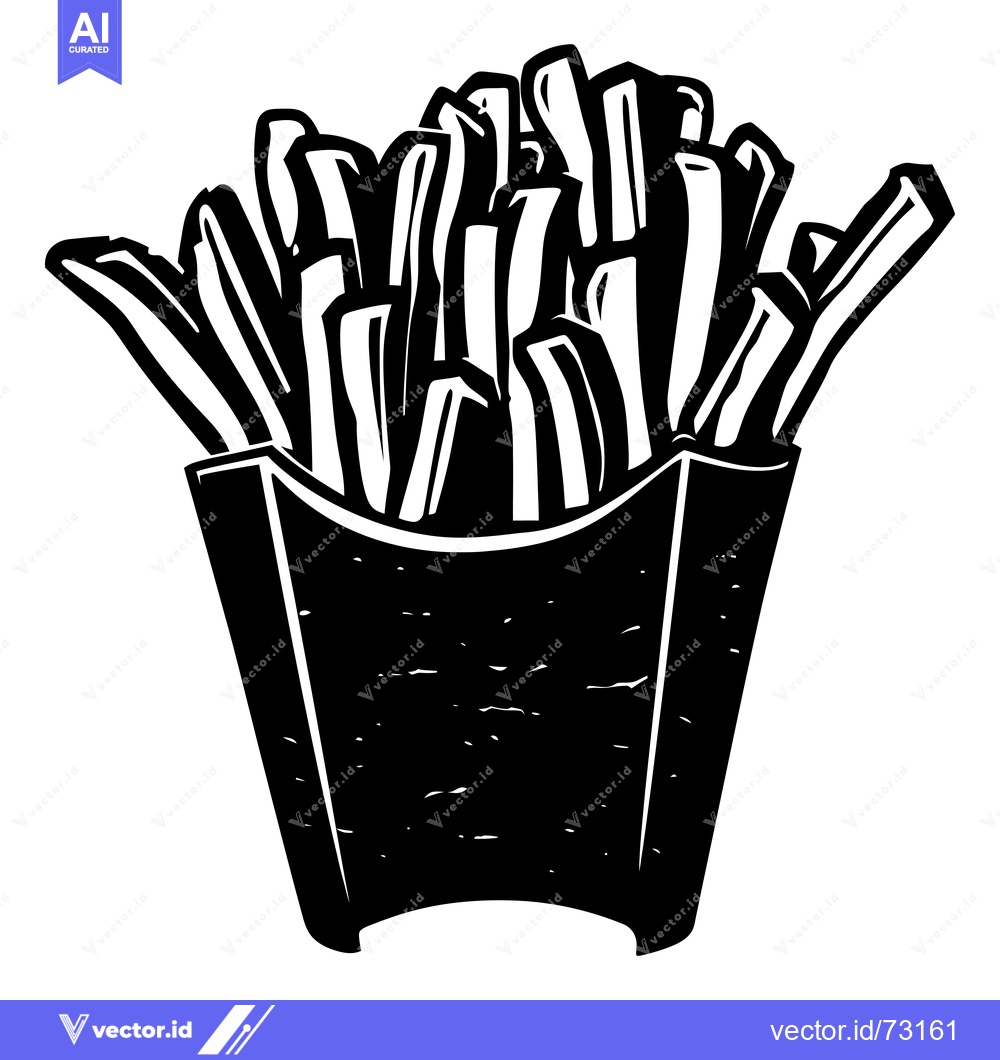 Premium Vector dari Black and white illustration of french fries in a container