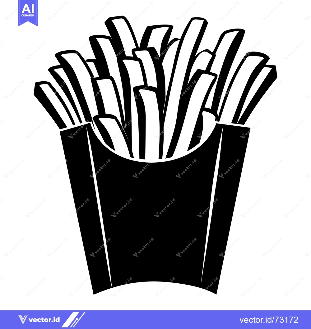 Premium Vector dari Black and White Illustration of French Fries in a Paper Container