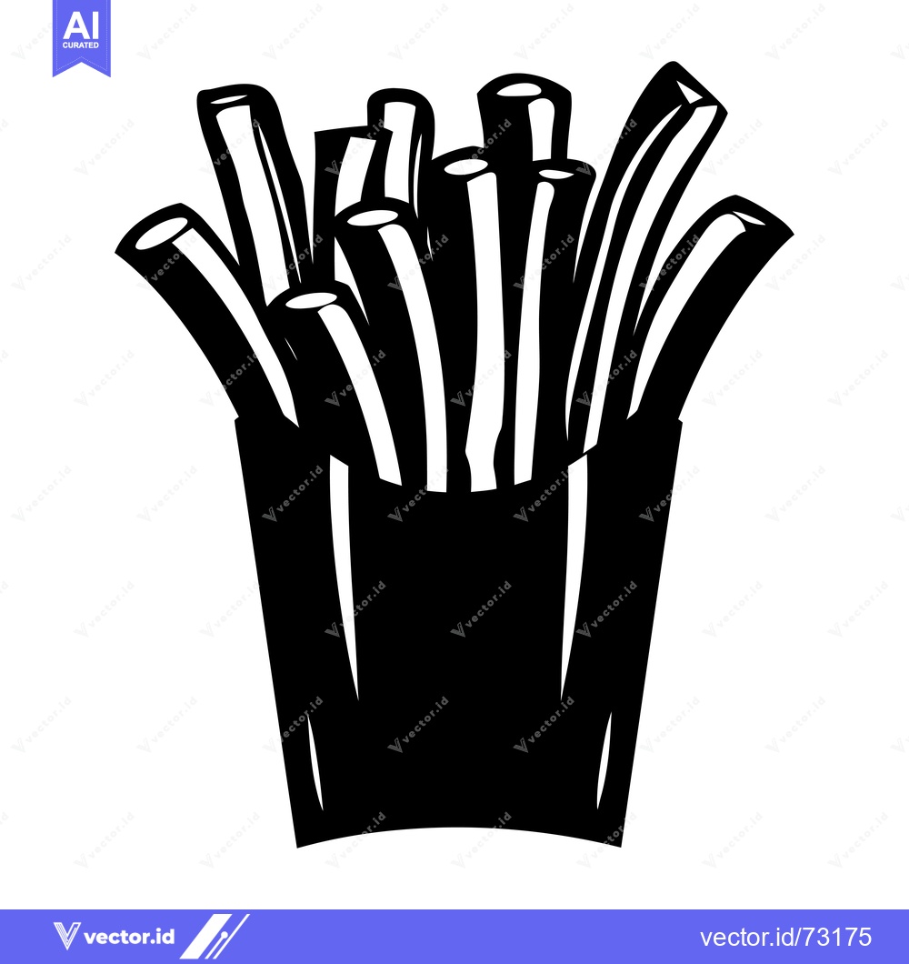 Premium Vector dari Black and White Illustration of French Fries in a Paper Bag