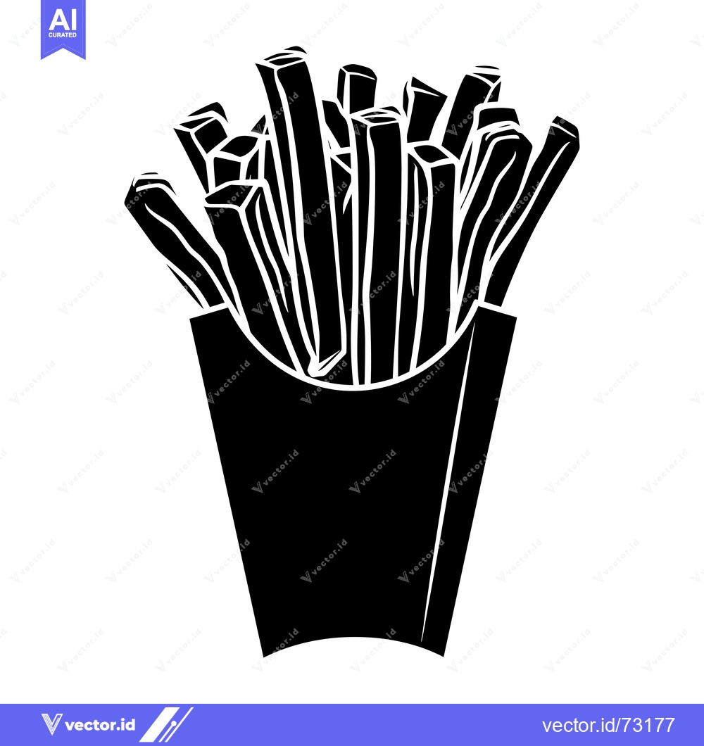 Premium Vector dari Black and White Silhouette of French Fries in a Paper Cup