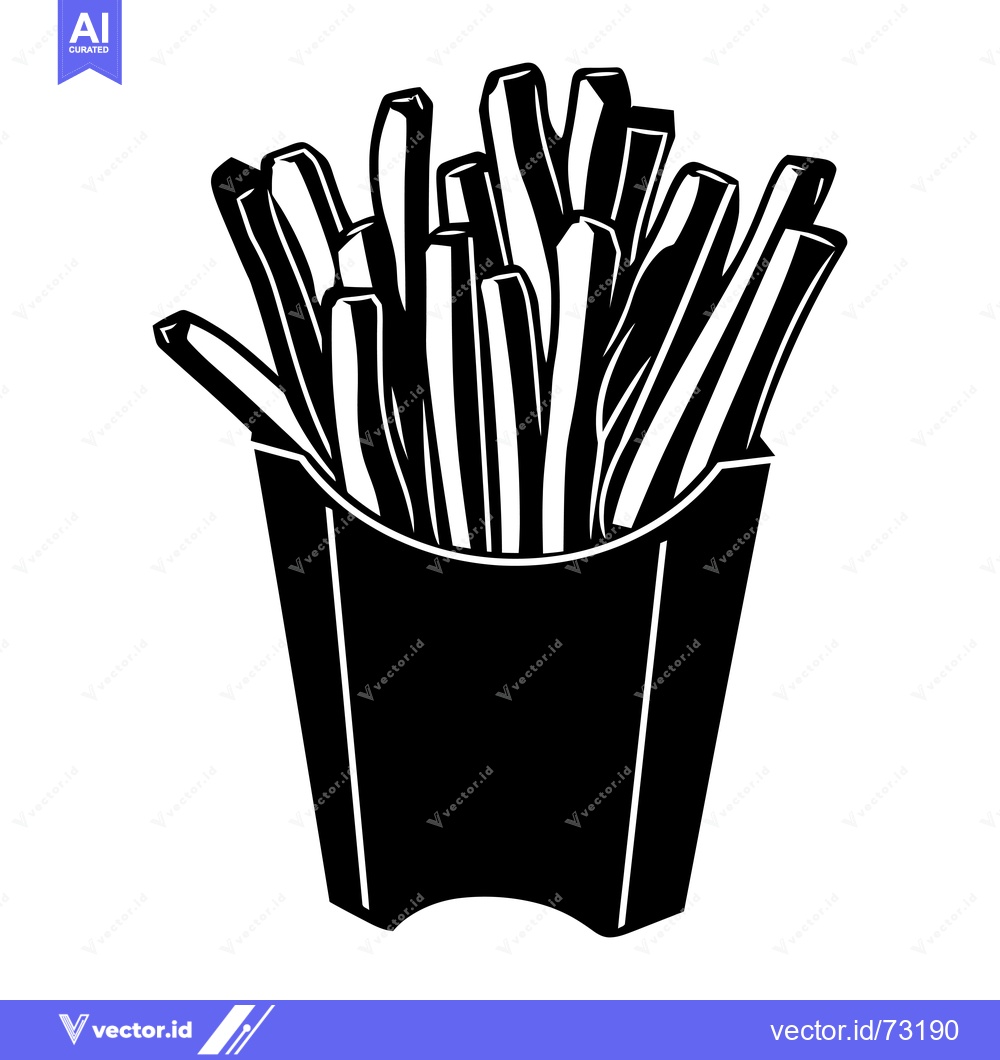 Premium Vector of A Black and White Silhouette of French Fries in a Paper Container