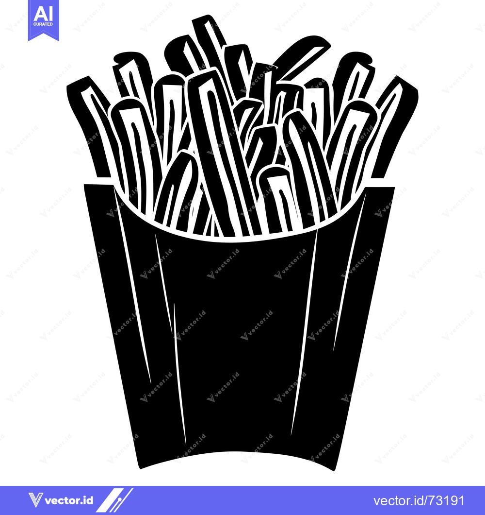 Premium Vector dari Black and white silhouette of french fries in a paper container