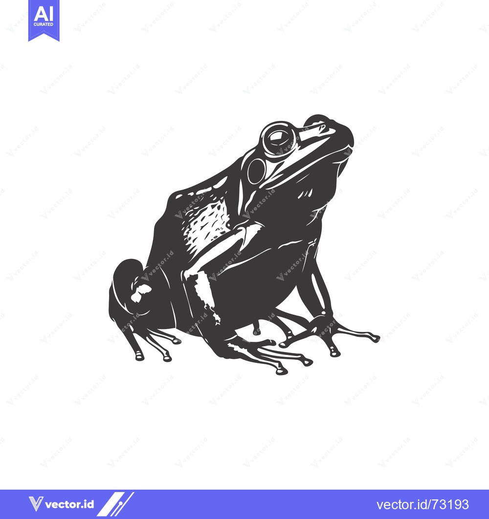 Premium Vector of Black and White Silhouette of a Sitting Frog