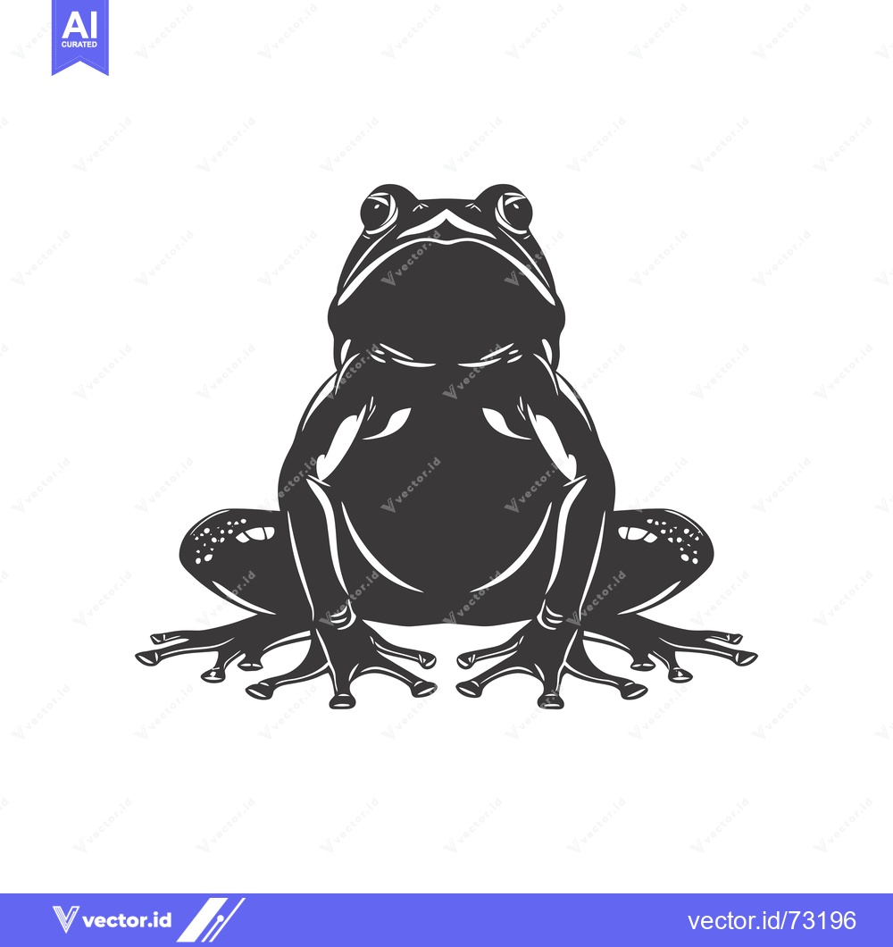 Premium Vector dari Black and White Silhouette of a Frog Sitting with Legs Spread Wide