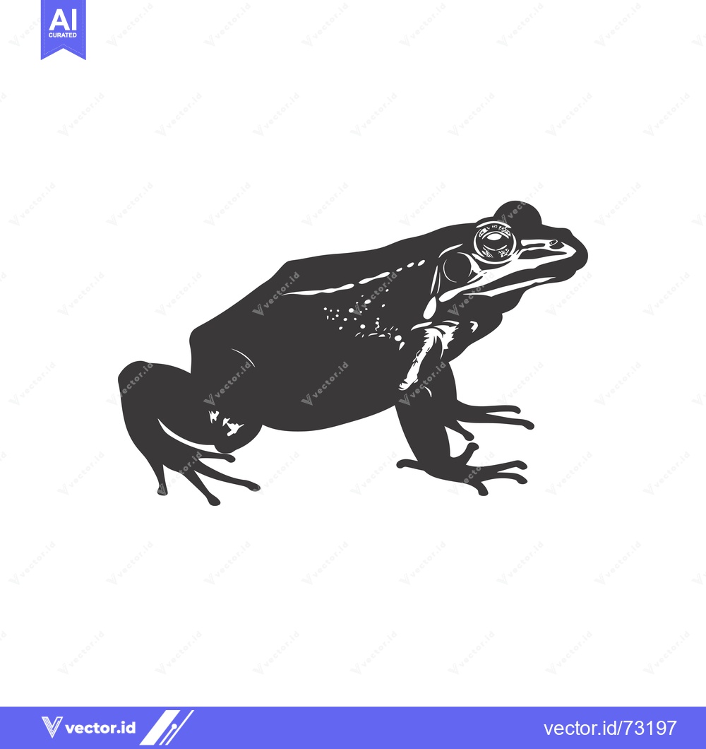 Premium Vector dari Black and White Illustration of a Frog in Profile