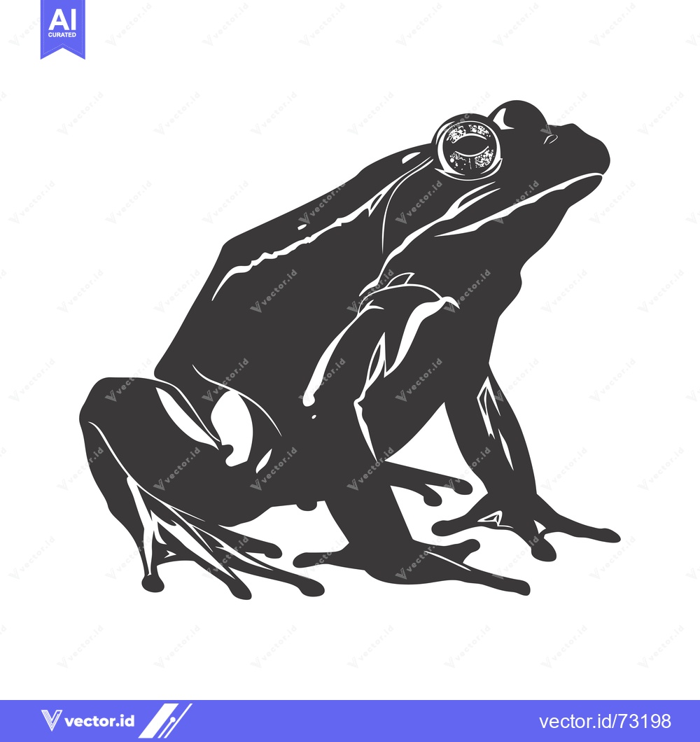 Premium Vector dari Black and White Illustration of a Frog Sitting on a White Background