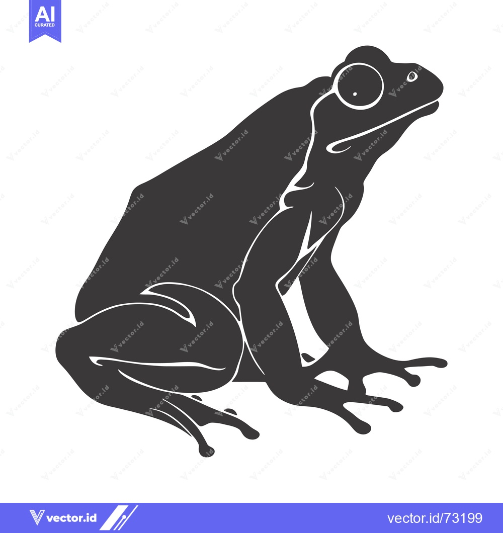 Premium Vector of Silhouette of a frog sitting with its head turned to the side