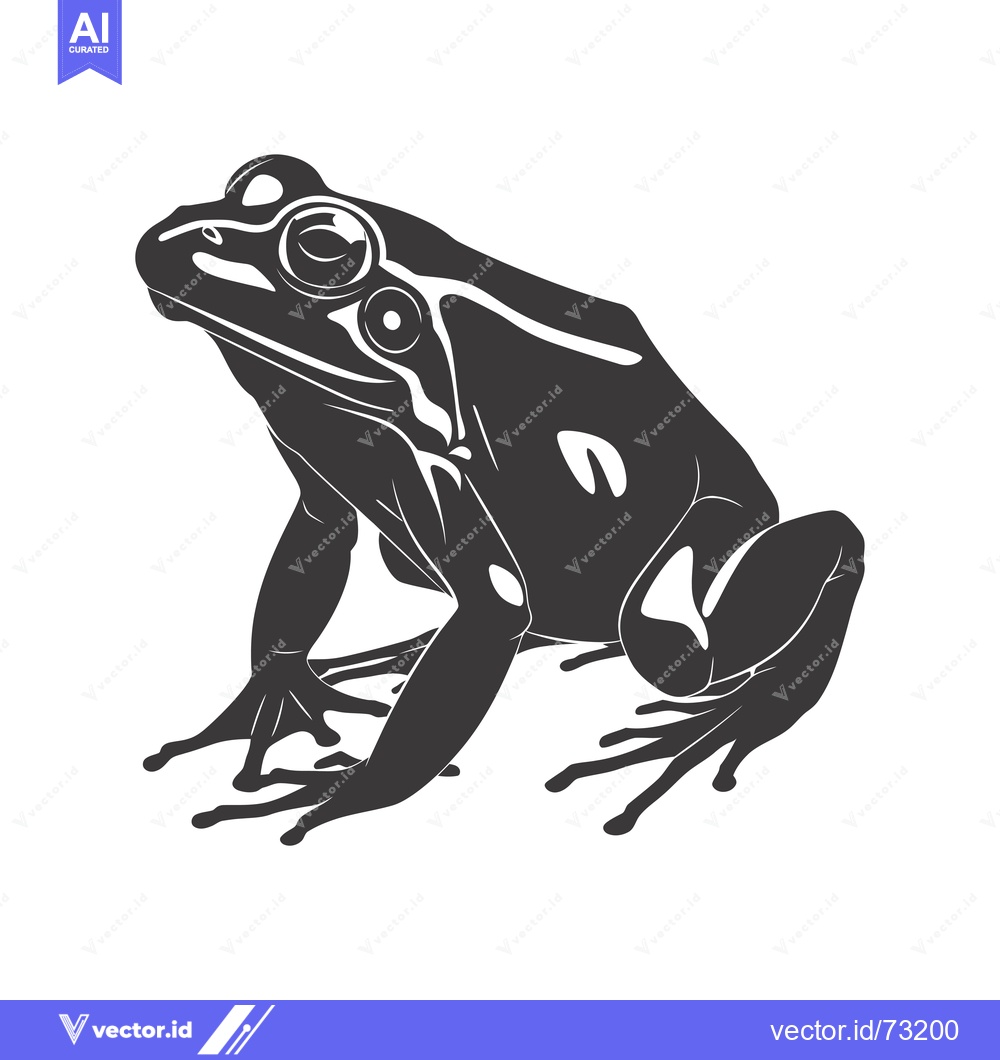 Premium Vector of Black and White Illustration of a Sitting Frog