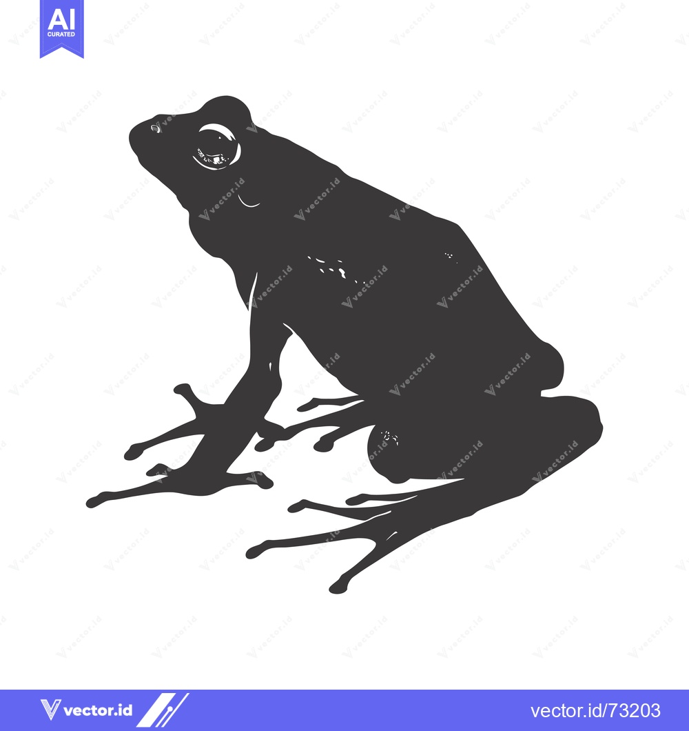 Premium Vector dari A Silhouette of a Sitting Frog with Bulging Eyes