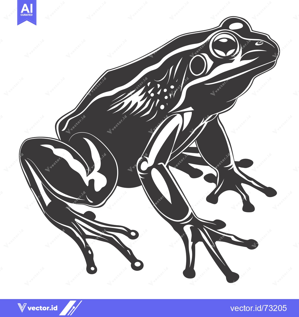 Premium Vector of Black and White Illustration of a Frog Sitting on a White Background