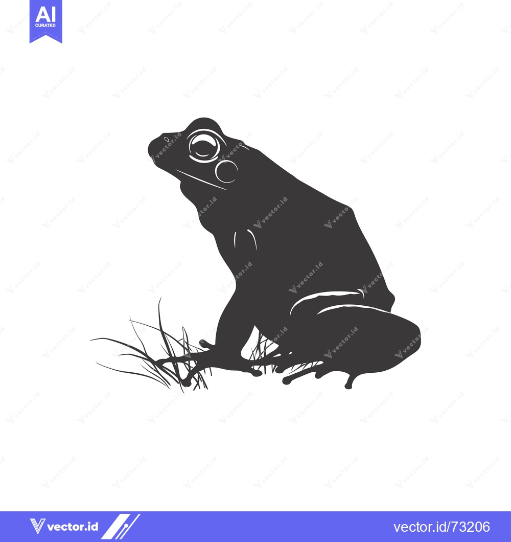 Premium Vector dari Silhouette of a Frog Sitting in Grass