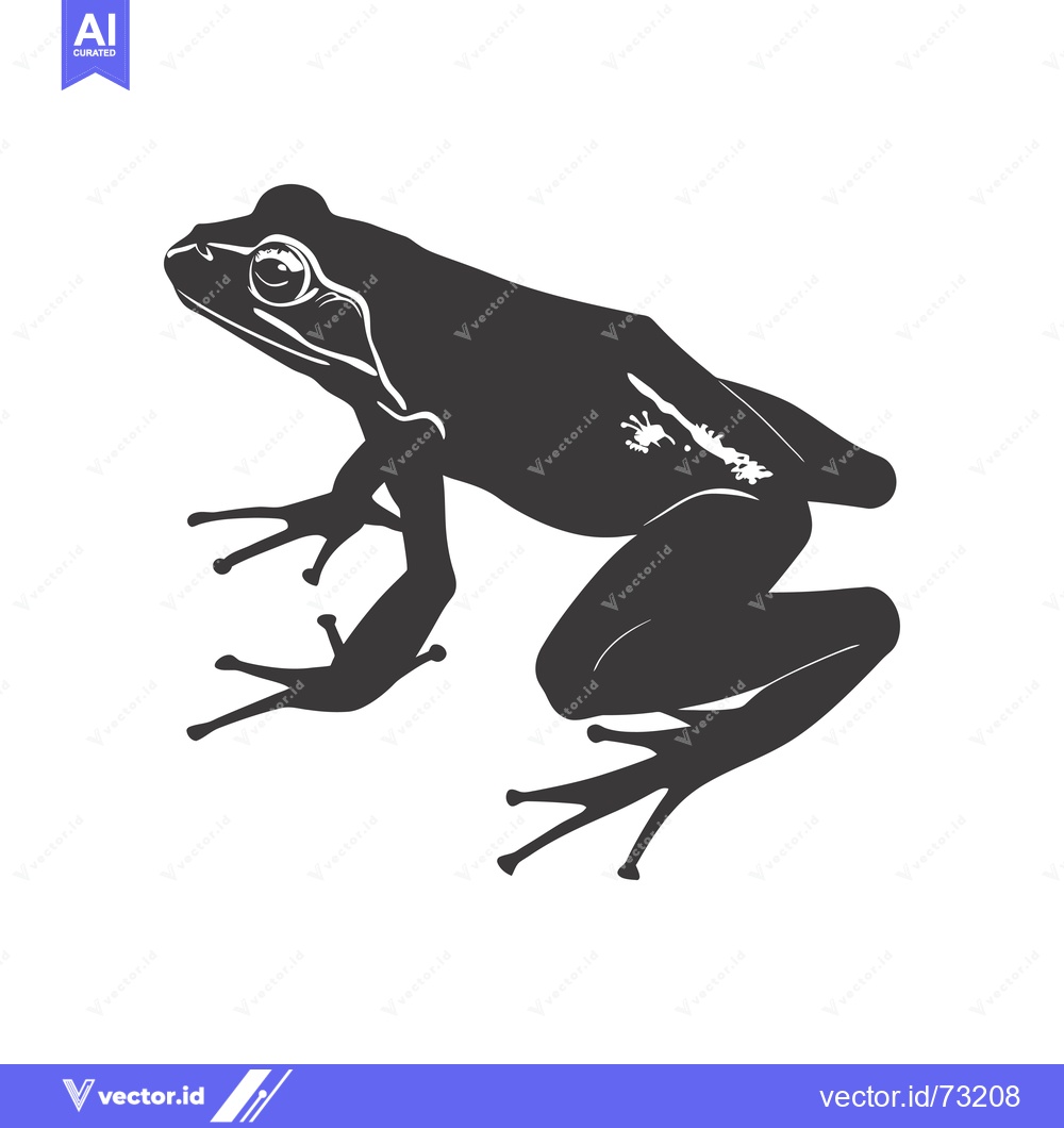 Premium Vector dari Black and White Silhouette of a Frog Sitting with Legs Spread