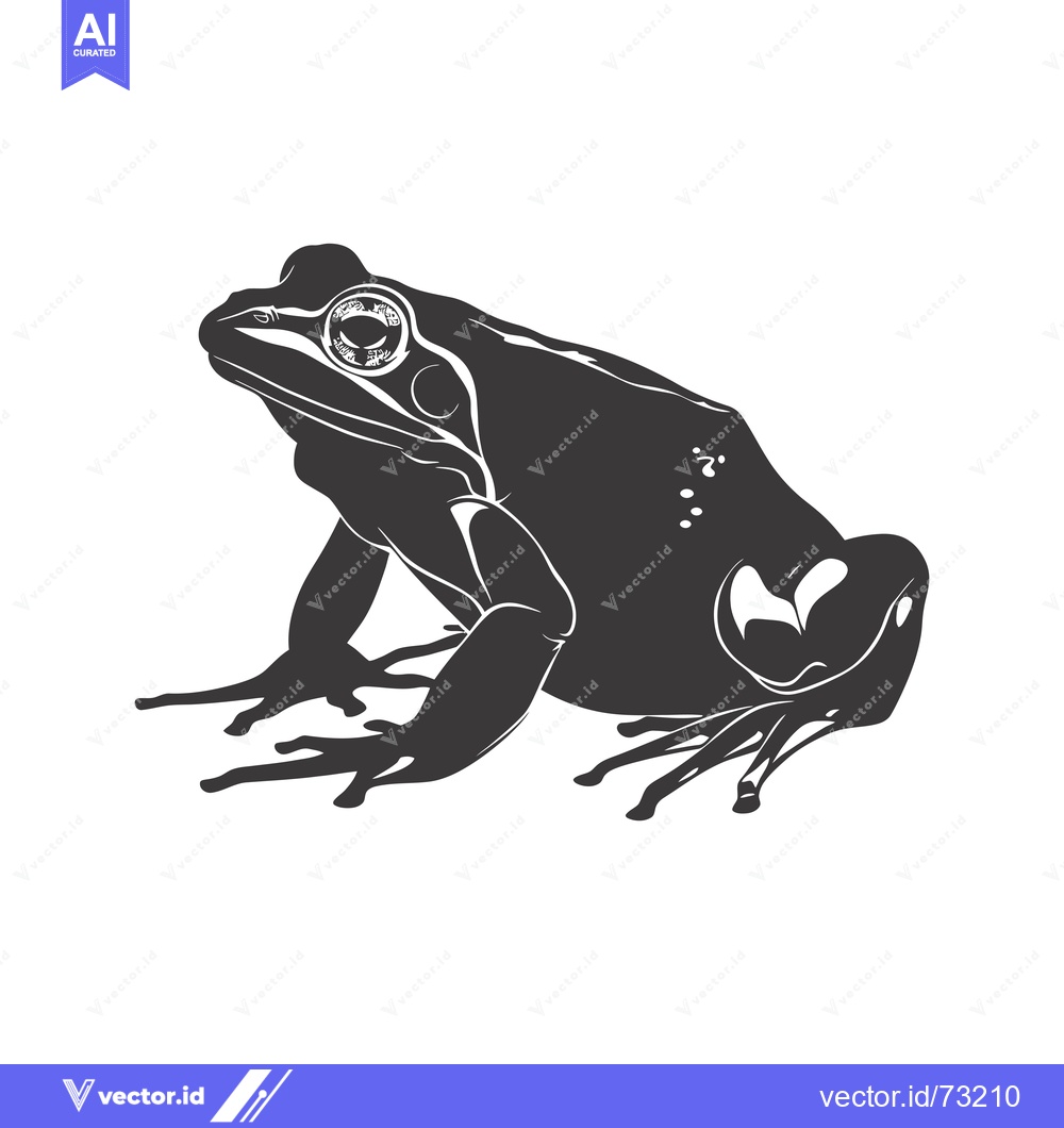 Premium Vector of A black and white illustration of a frog in a sitting position.