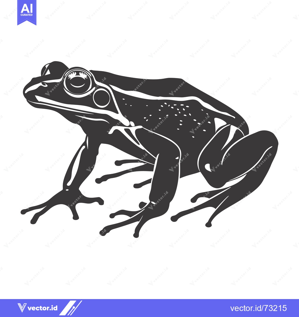 Premium Vector dari Black and White Illustration of a Frog with Detailed Features