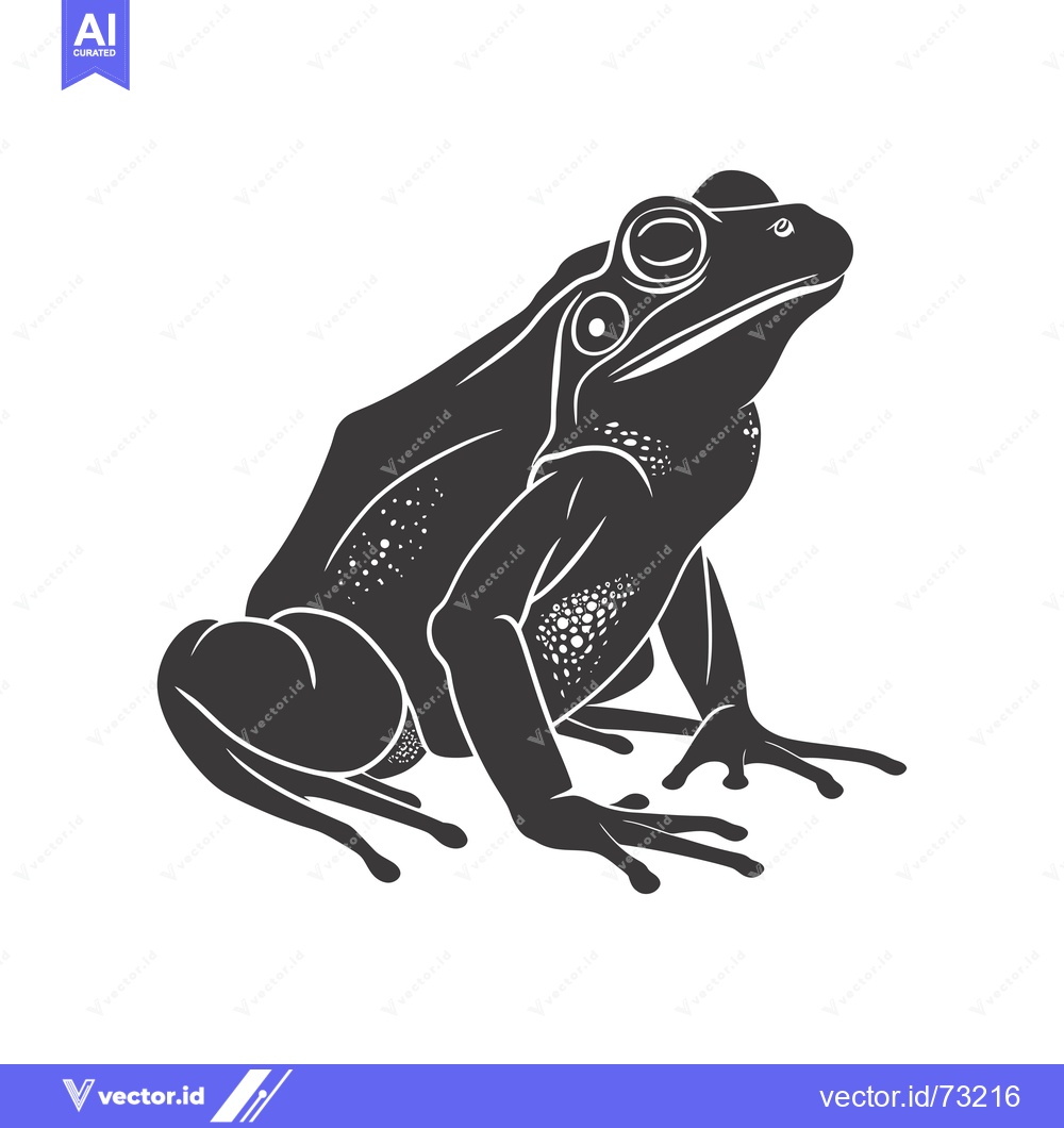 Premium Vector dari Black and White Illustration of a Frog Sitting with its Mouth Open