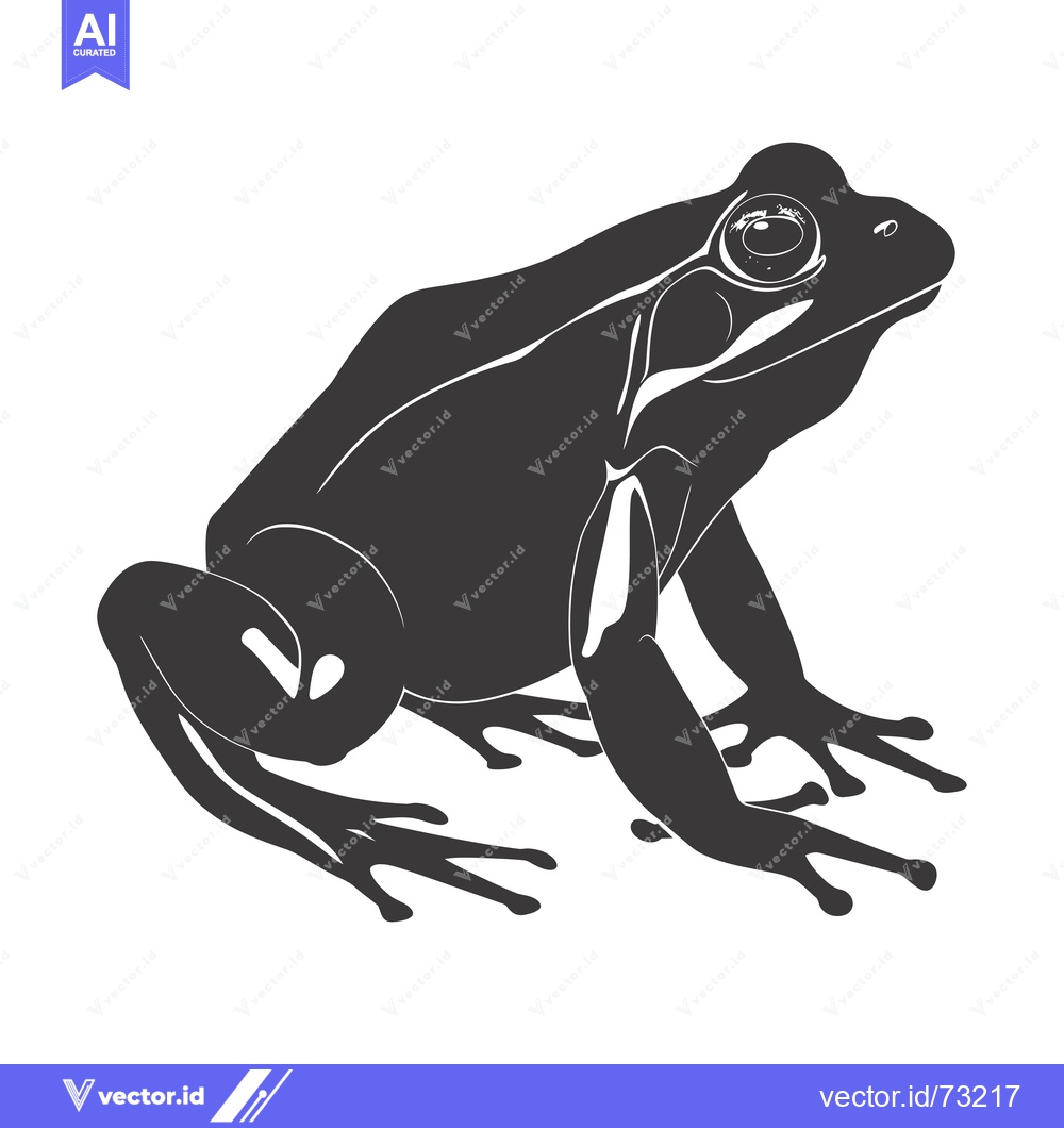Premium Vector of Black and White Illustration of a Sitting Frog