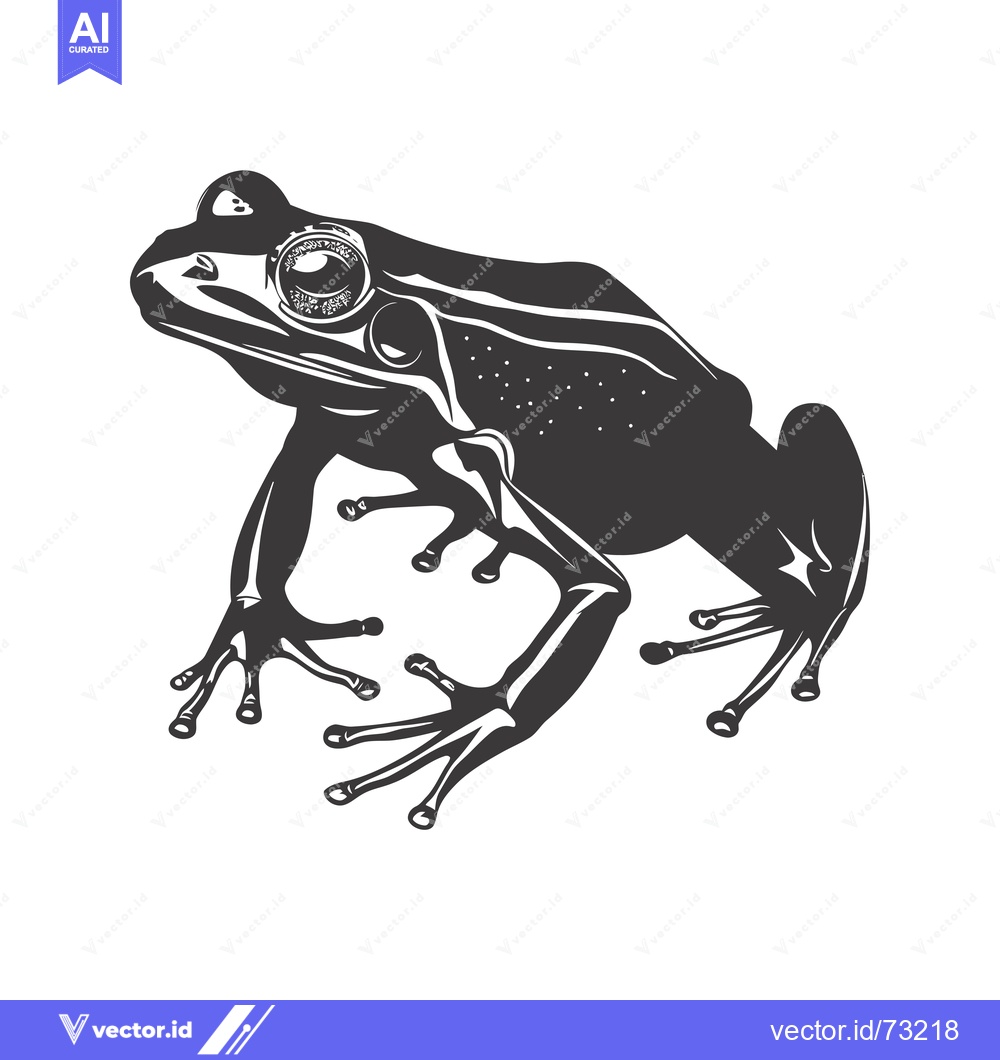 Premium Vector of A Black and White Illustration of a Sitting Frog