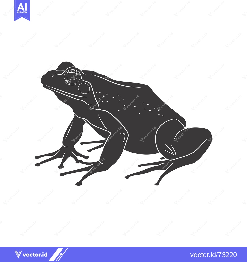 Premium Vector dari Black and white silhouette of a frog sitting on a white background