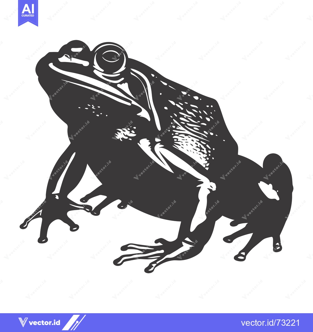 Premium Vector dari Black and White Illustration of a Frog in Profile View