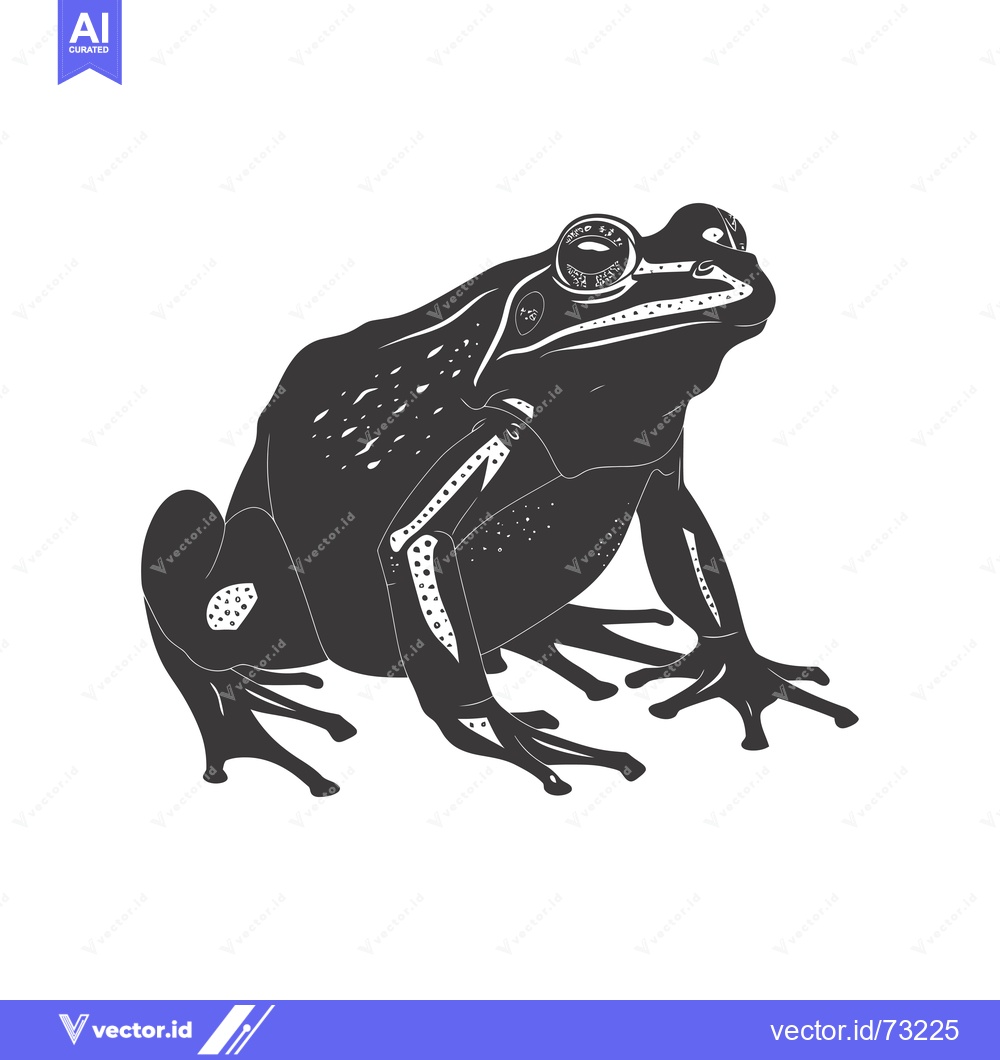 Premium Vector of A Detailed Silhouette of a Frog with Distinctive Eye Detail