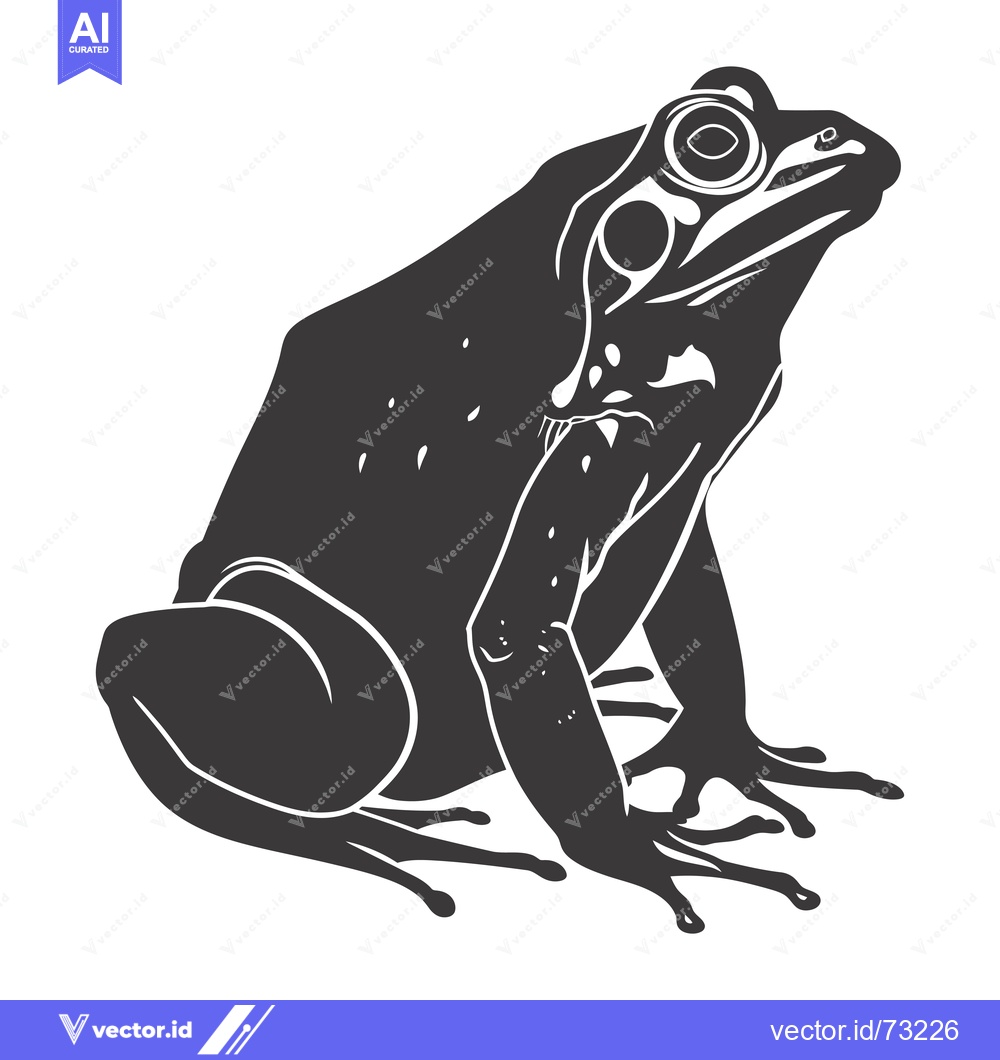Premium Vector of Black and White Silhouette of a Frog Sitting with Its Legs Extended