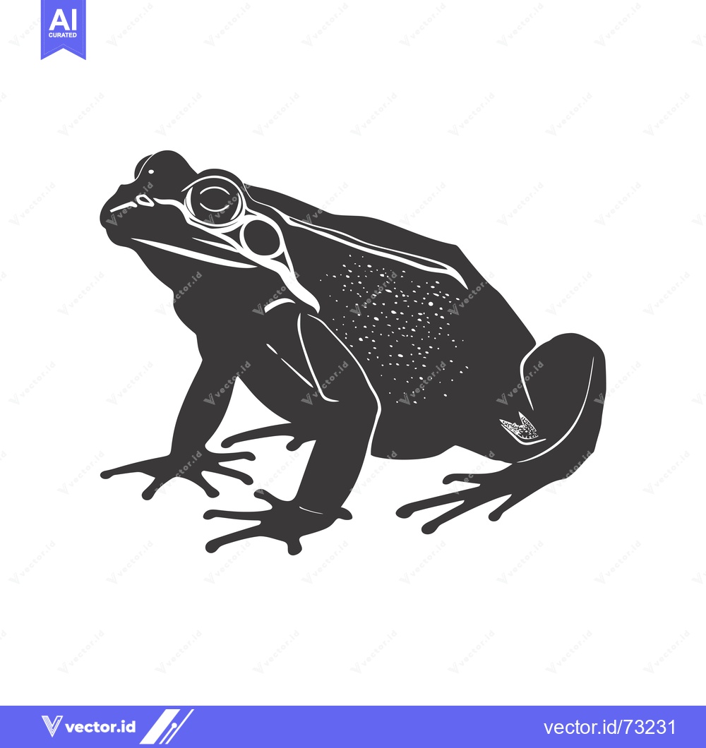 Premium Vector dari Black and white silhouette of a frog sitting on a white background