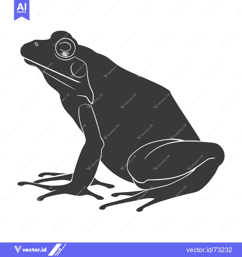 Premium Vector dari Black and White Silhouette of a Sitting Frog