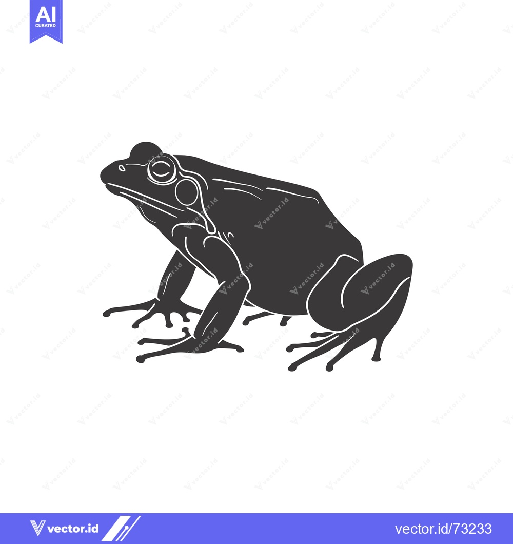 Premium Vector dari A Side View Silhouette of a Frog with a White Background