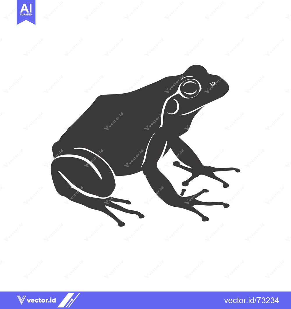 Premium Vector of A Black Silhouette of a Frog Sitting with Webbed Feet